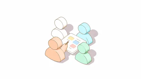 Illustrated team shapes representing a collaborative professional update.