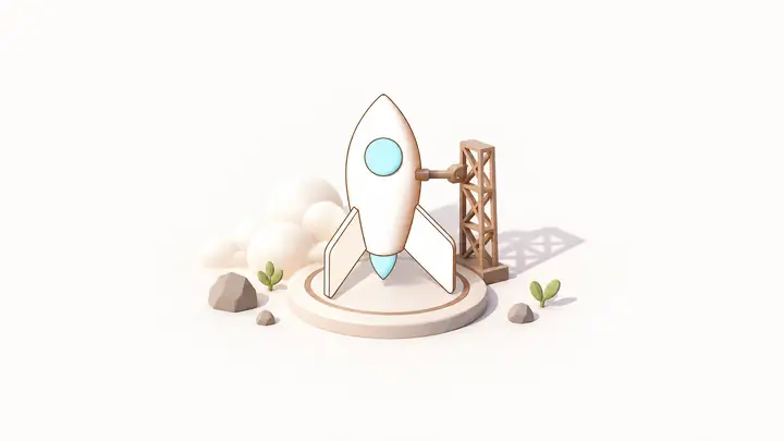 Illustration of a small launch rocket.