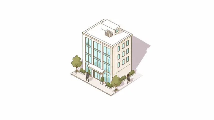Illustration of an office building.