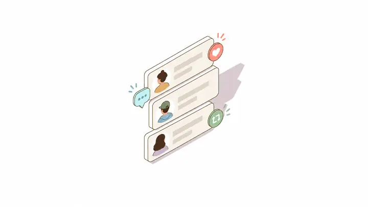 Illustration of stacked messages for social engagement.