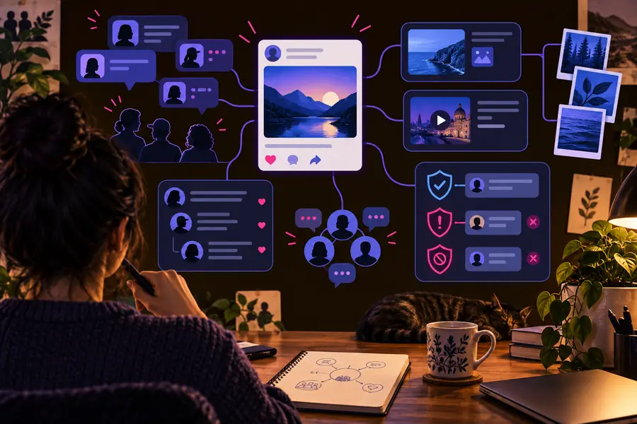 Illustration representing a Reddit-focused posting plan